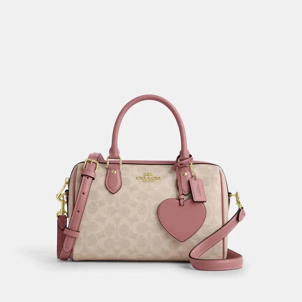 Coach Outlet Rowan Satchel Bag In Signature Canvas With Heart Charm - Picture 1 of 3